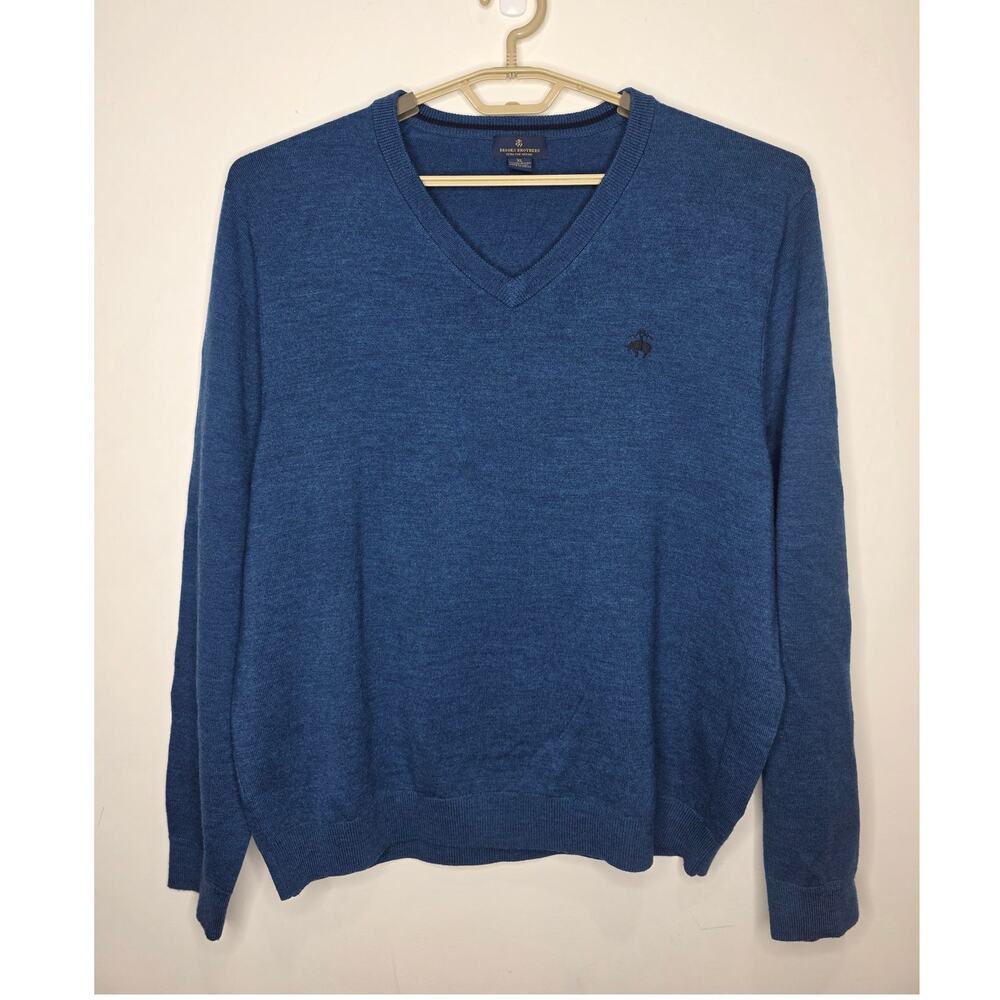 Brooks Brothers blue merino wool long sleeve v-neck sweater - XL - corporate